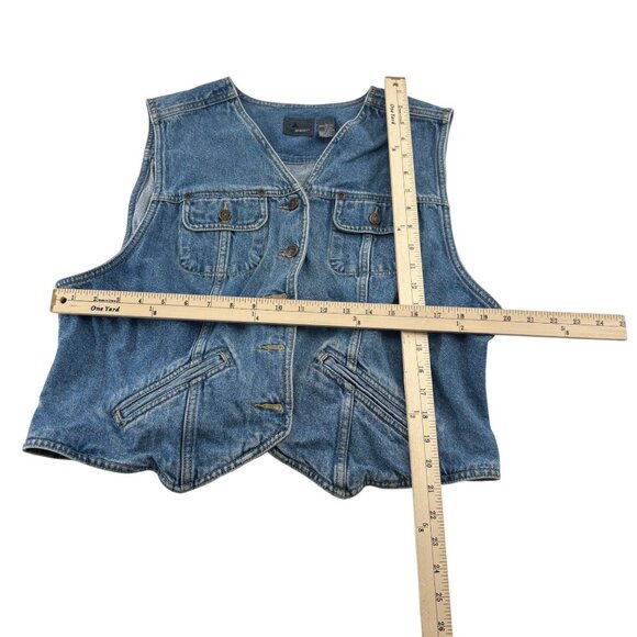 Lizwear Denim Vest XL 100% Cotton Blue Women's 90s Vintage - Picture 3 of 4